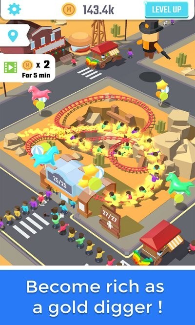 Idle Roller Coaster(Get rewarded for not watching ads) screenshot