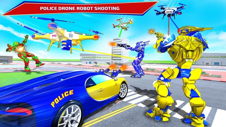 Police Eagle Robot Car Game 3d
