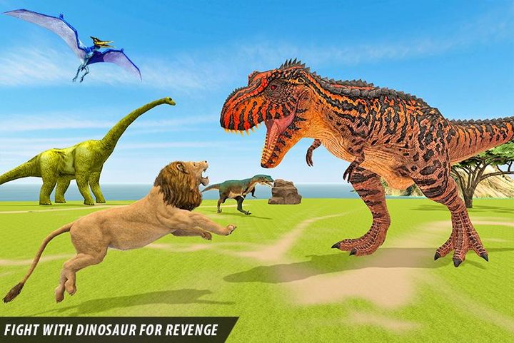 Lion vs Dinosaur Battle Game Ảnh chụp màn hình trò chơi