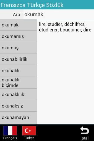 French Turkish Dictionary Ảnh chụp màn hình trò chơi