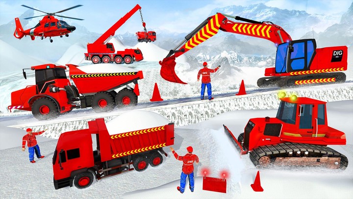 Snow Road Crane Simulator 3D Ảnh chụp màn hình trò chơi