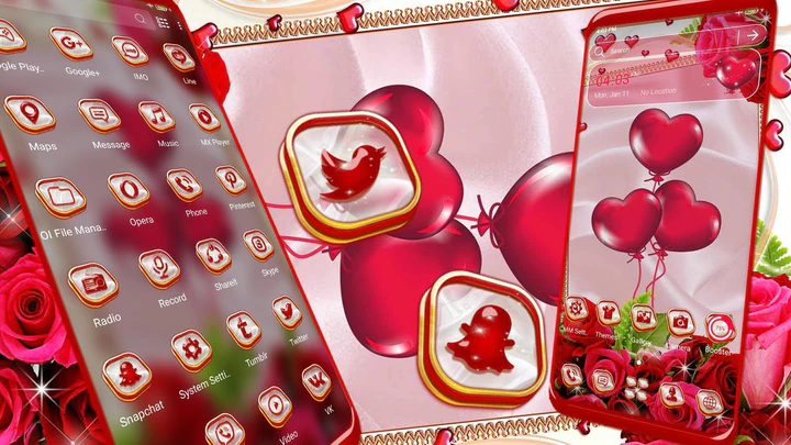 Download Red Rose Love Launcher Theme MOD APK  for Android