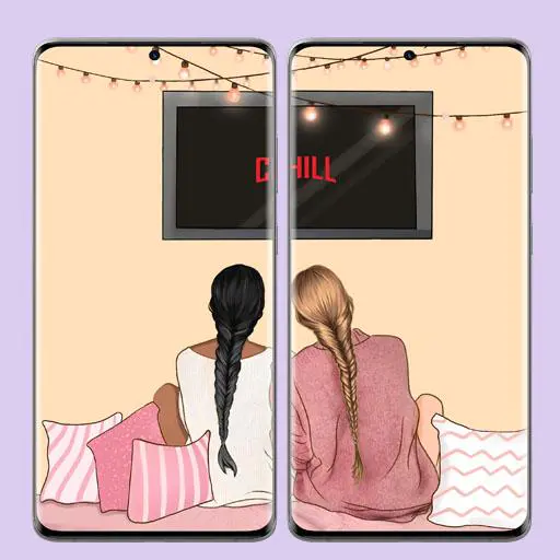Download Purple Girl Cute Matching Best Friend Home Screen Idea Wallpaper   Wallpaperscom