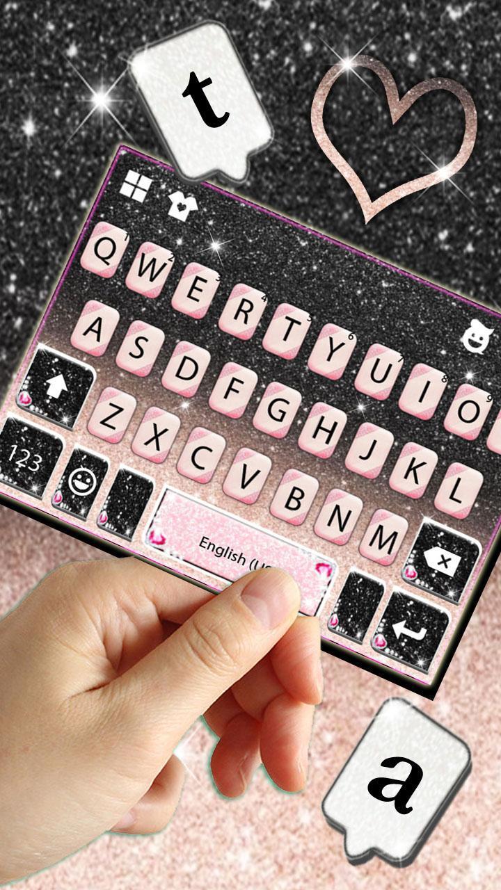 Black Pink Glitter Keyboard Theme