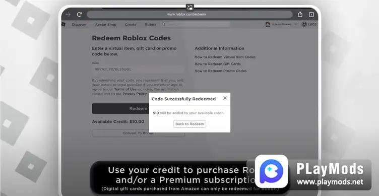 Bạn có thể sở hữu Robux hoàn toàn miễn phí với nhiều mệnh giá khác nhau thông qua việc đổi thẻ quà tặng. Hãy đăng nhập vào tài khoản của mình và nhận ngay sự hỗ trợ đắc lực này nhé.