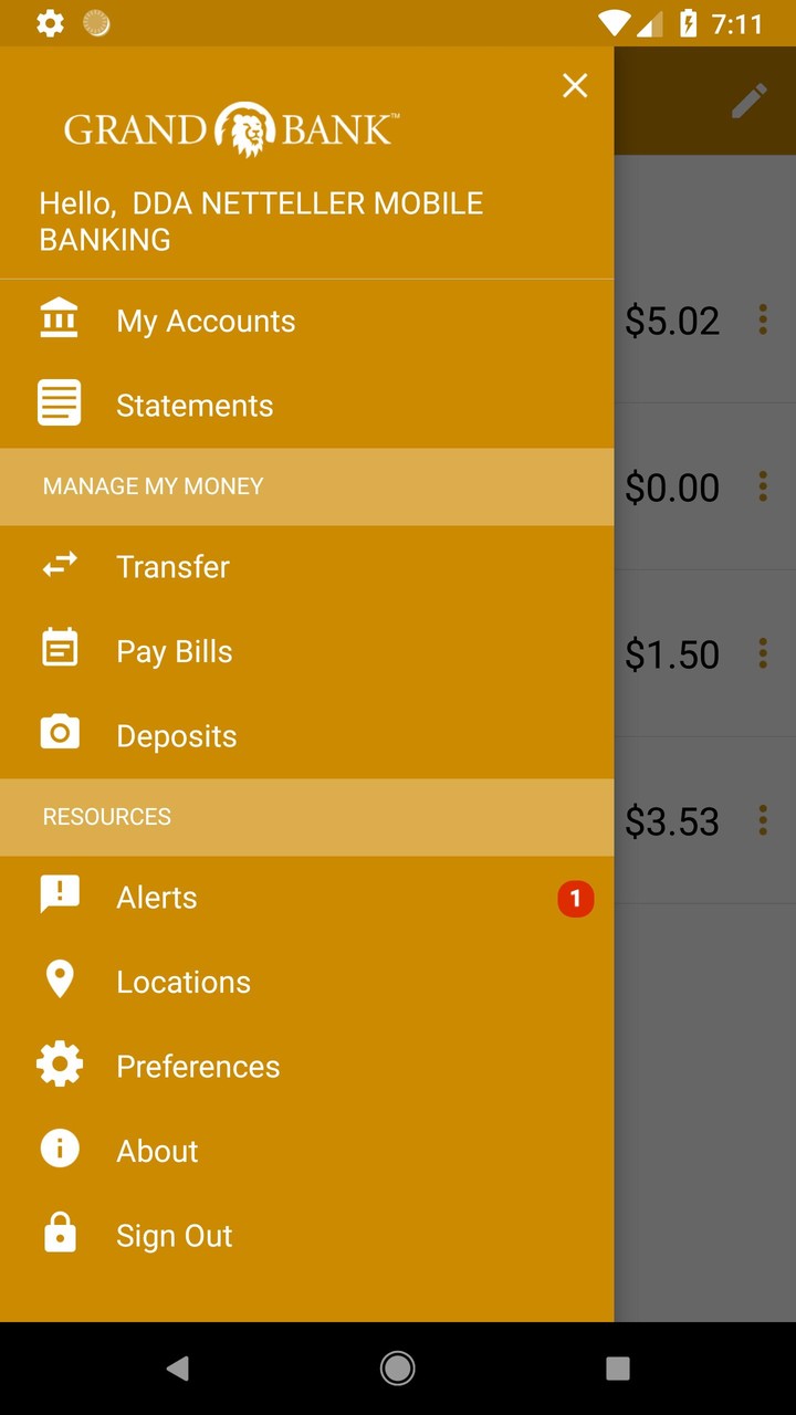 Grand Bank Mobile Banking App Ảnh chụp màn hình trò chơi