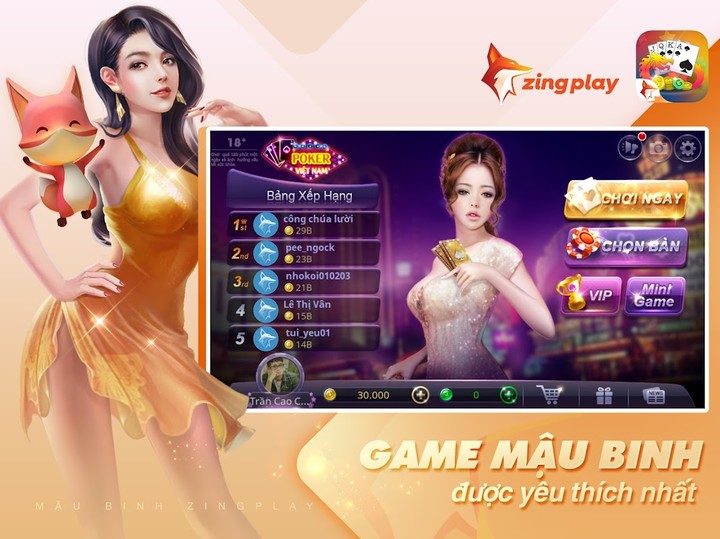 Poker VN ZingPlay ( Mậu Binh)_playmod.games