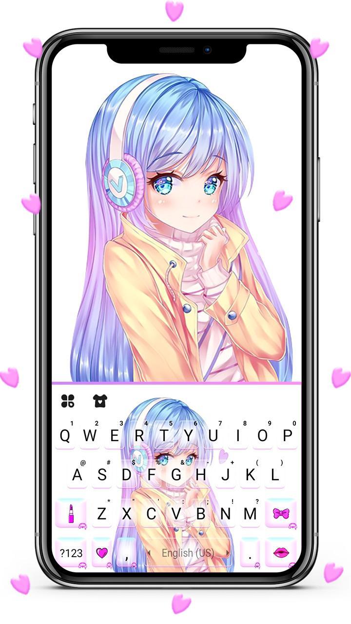 Pretty Anime Girl Keyboard Background