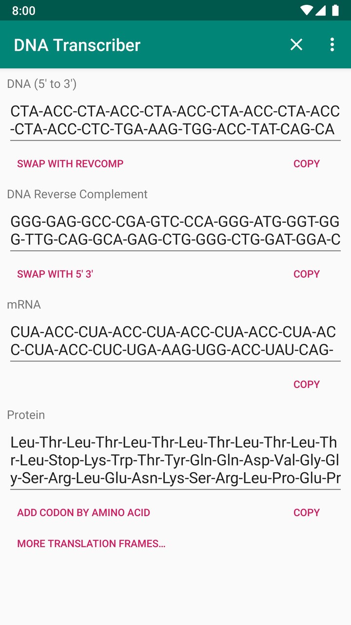 DNA-RNA-Protein Transcriber