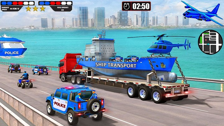 US Police Car Transport Truck_playmod.games