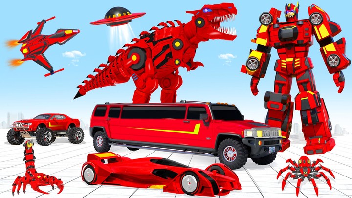 Limo Car Dino Robot Car Game_playmods.games