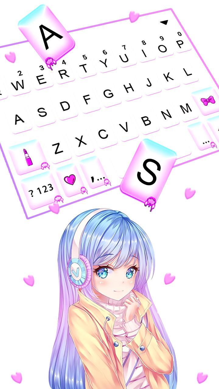 Pretty Anime Girl Keyboard Background