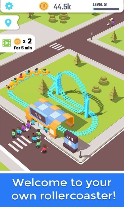 Idle Roller Coaster(Get rewarded for not watching ads) screenshot