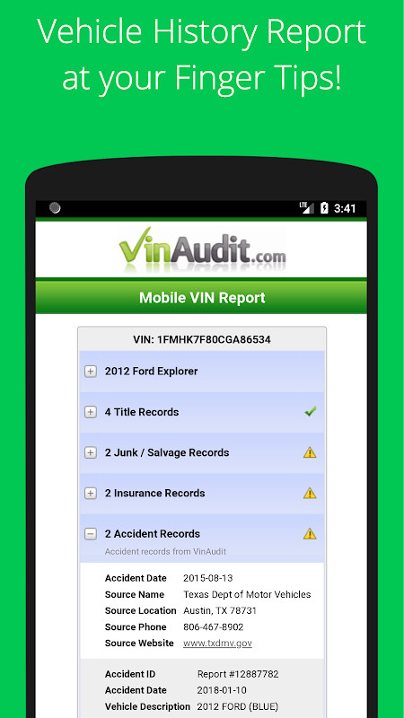 VIN Check Report for Used Cars‏