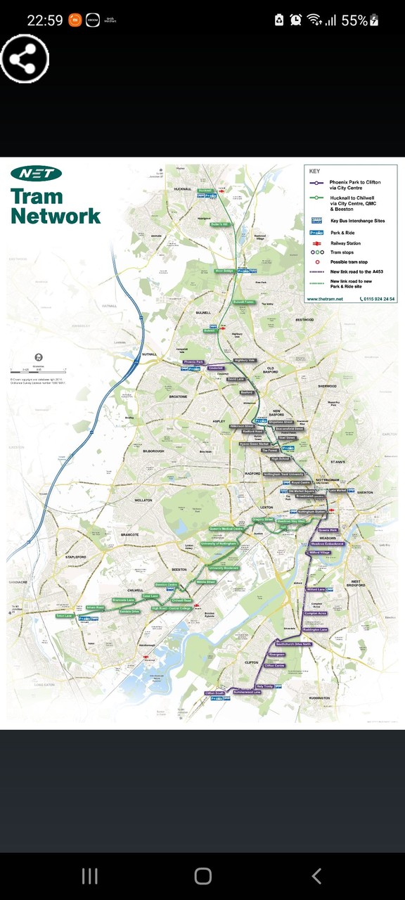 Nottingham Tram Map