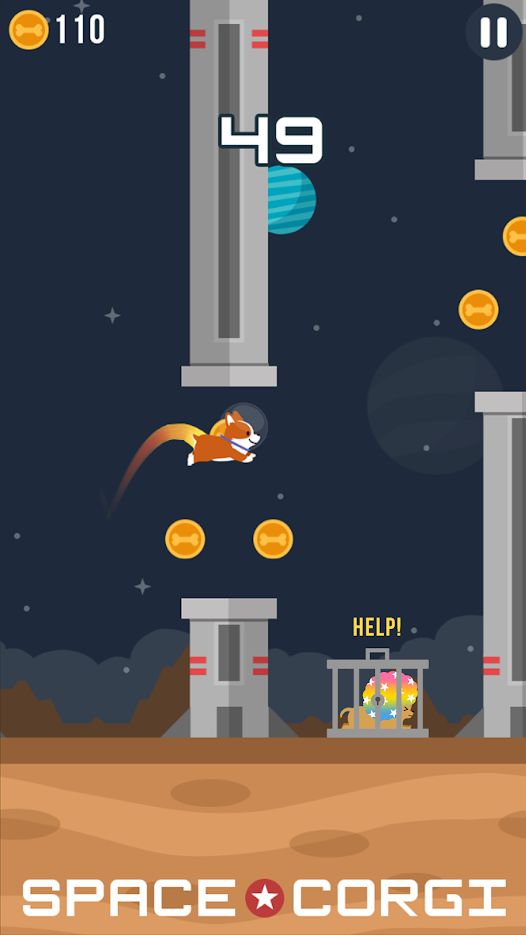 Space Corgi - Dog jumping space travel game(Unconditional use of gold coins to buy characters)