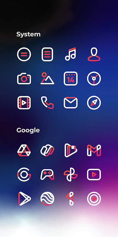 Aline Red: linear icon pack