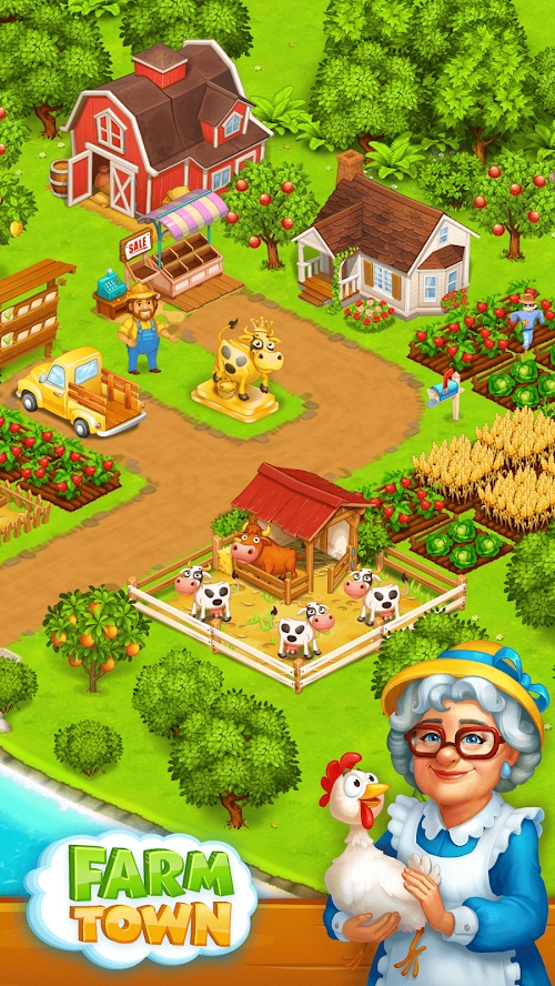 Farm Town: Happy village near small city and town(Mod Menu)