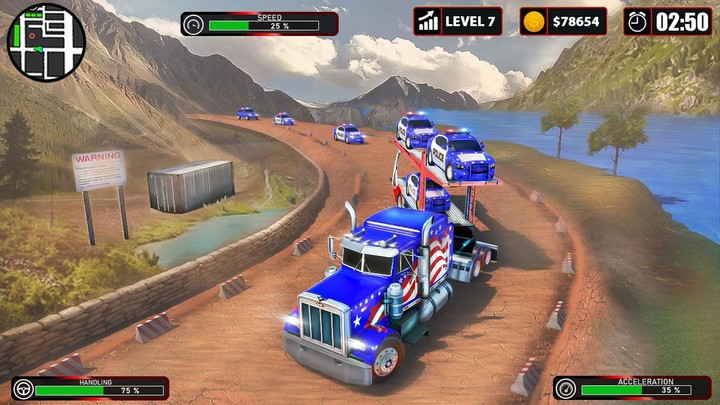 US Police Car Transport Truck_playmod.games