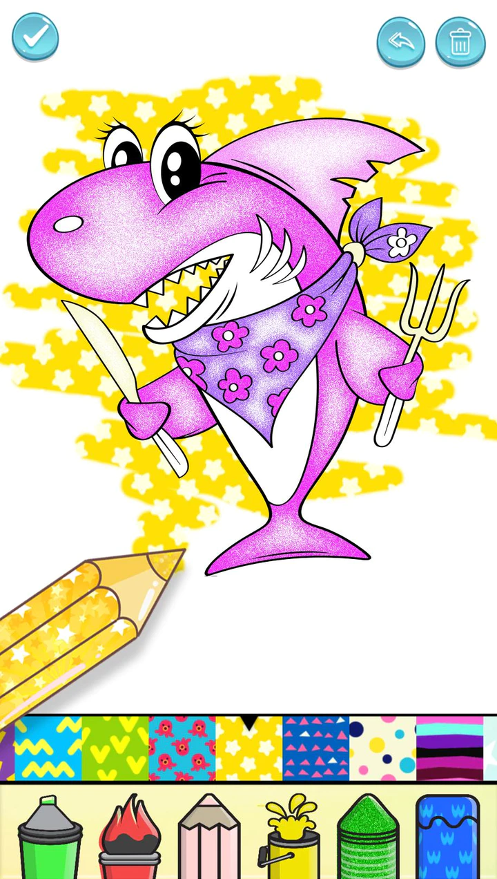 Download Baby Shark Coloring Book Glitter MOD APK v220.20 for Android
