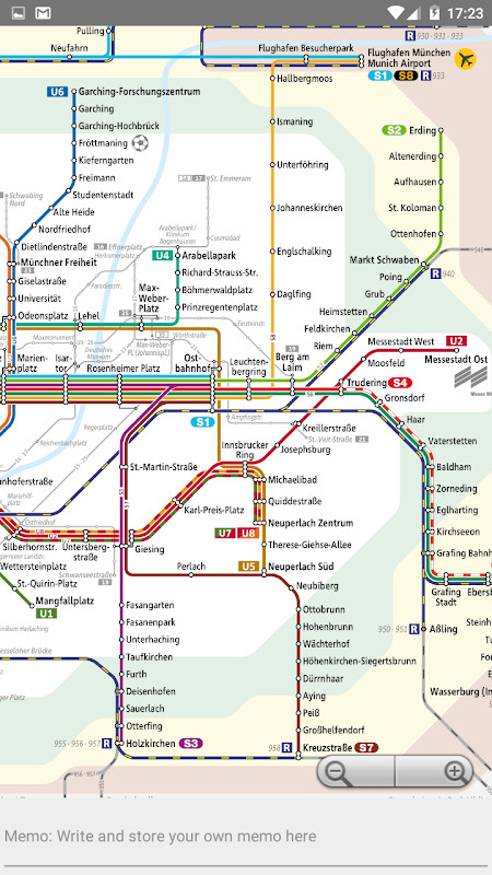 MUNICH TRAIN SUBWAY TRAM MVV MAP