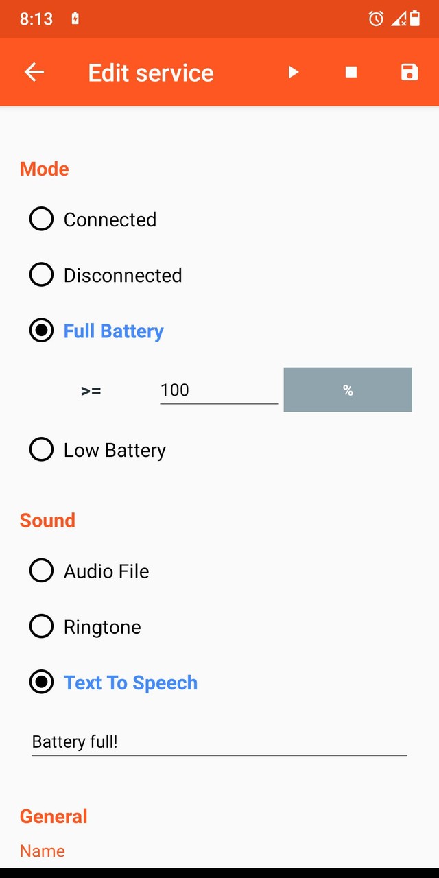 Battery Sound Notification‏