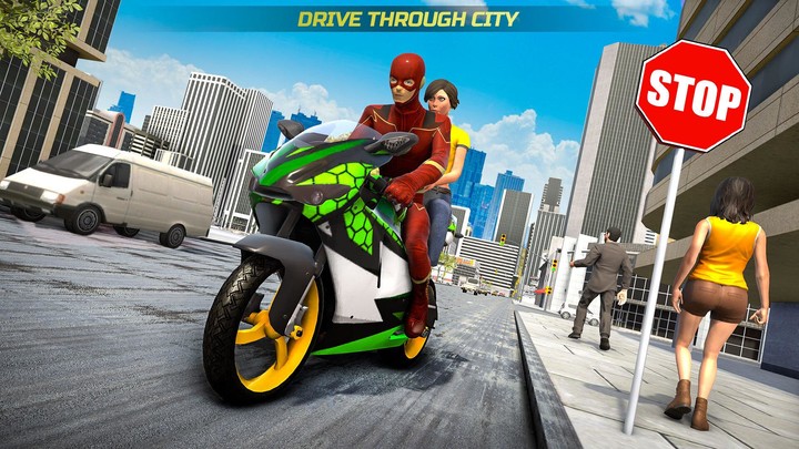 Superhero Bike Taxi Games Ride Ảnh chụp màn hình trò chơi