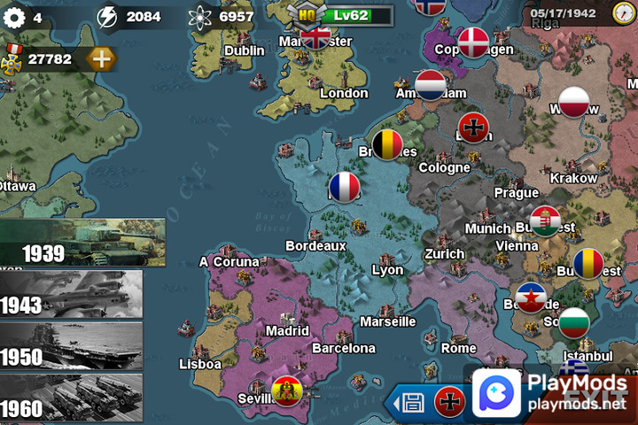 World Conqueror 3-WW2 Strategy(tiền không giới hạn) screenshot image 3 Ảnh chụp màn hình trò chơi