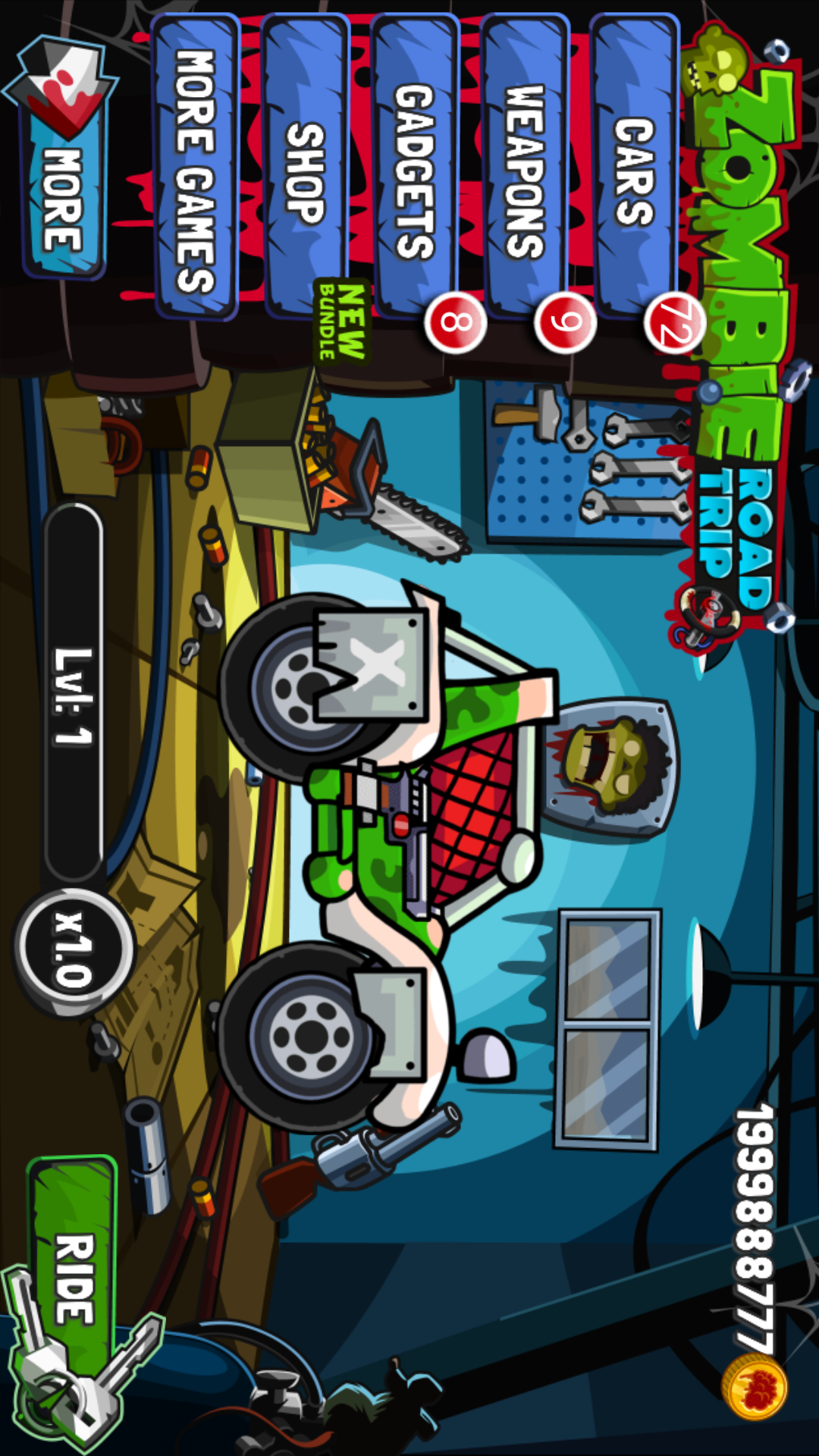 Zombie Road Trip(Lots of coins)