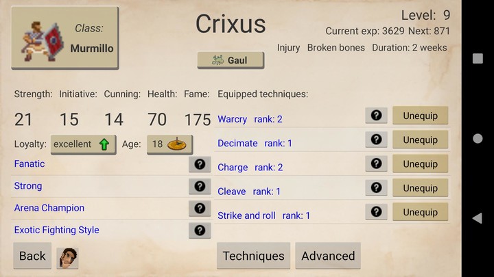 Gladiator manager Ảnh chụp màn hình trò chơi