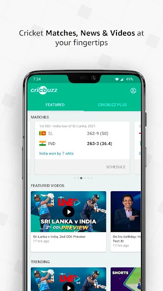 Cricbuzz - Live Cricket Scores & News(Đã mở khóa Plus) screenshot image 1 Ảnh chụp màn hình trò chơi