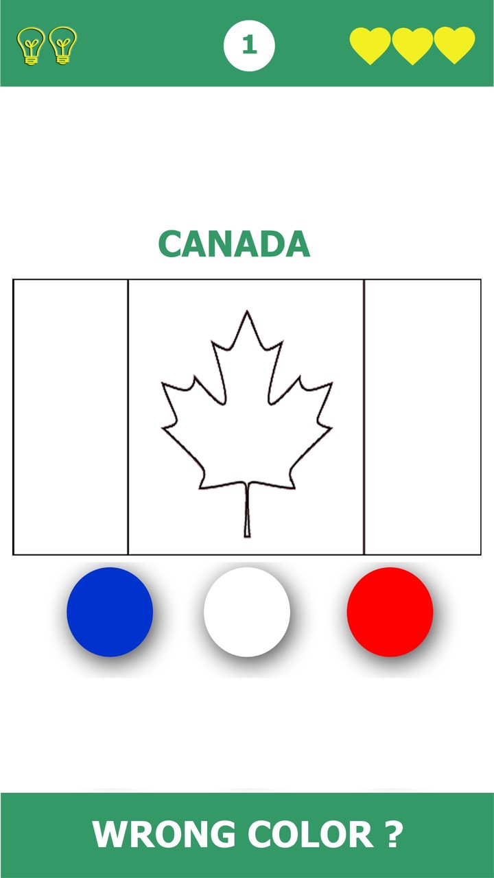 Đố lá cờ : Đoán tên và màu cờ Ảnh chụp màn hình trò chơi