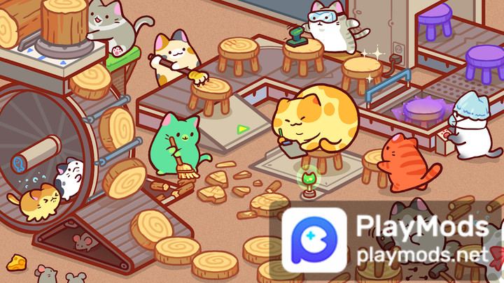 Kitty Cat Tycoon : make cat tree(Coins, dried fish and diamonds increase)_playmod.games