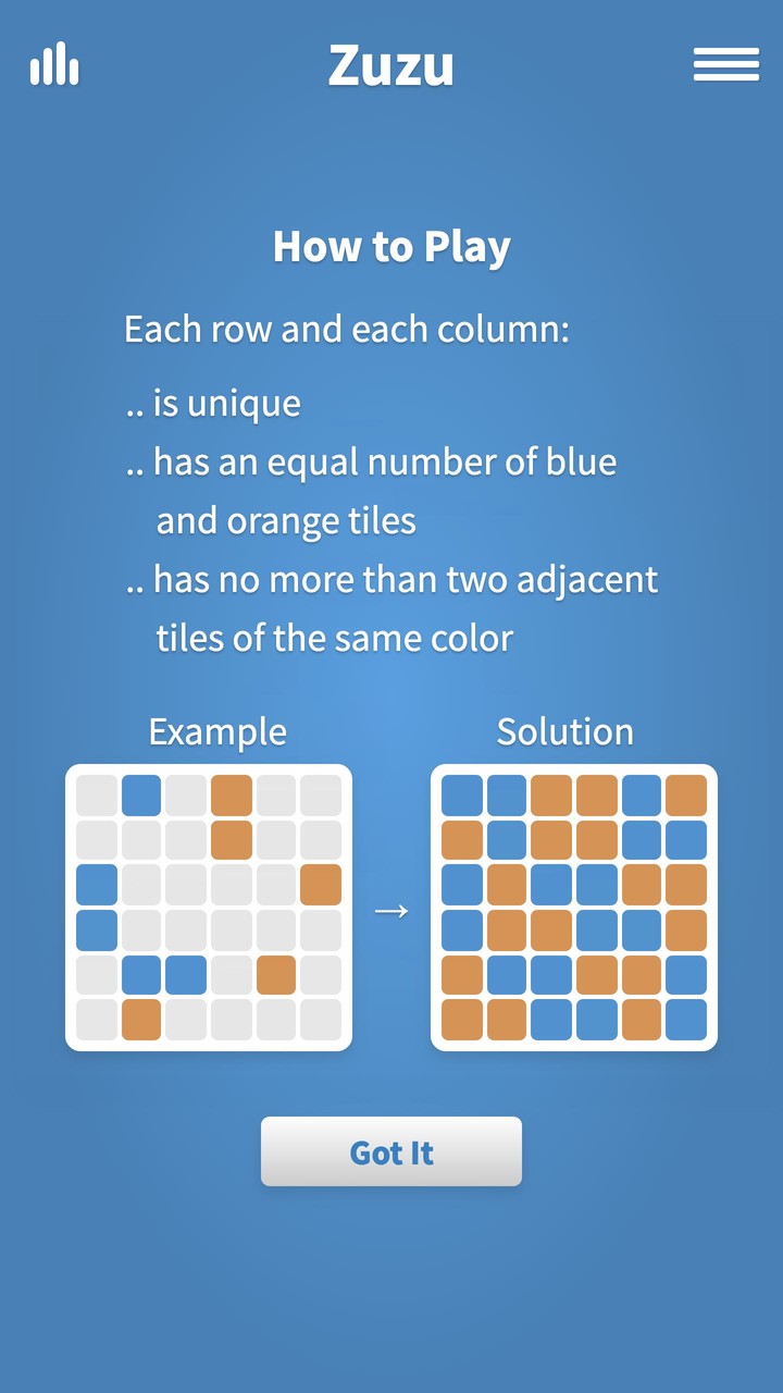 Zuzu · Binary Puzzle Game‏