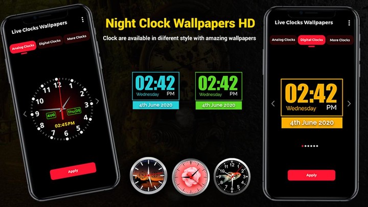 Night Clock Wallpapers HD Ảnh chụp màn hình trò chơi