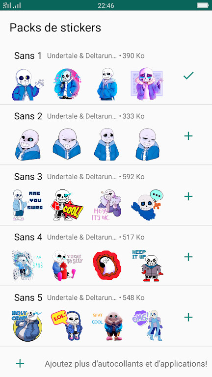 Stickers : Sans and Undertale for Whatsapp(لا اعلانات) screenshot image 1